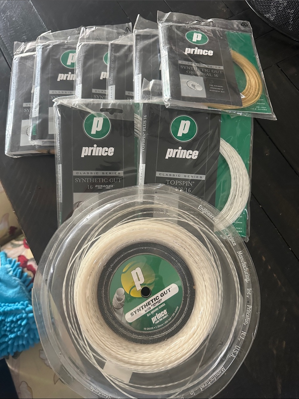 Prince Tennis String Packs bundle pack and Reel - White and Gold